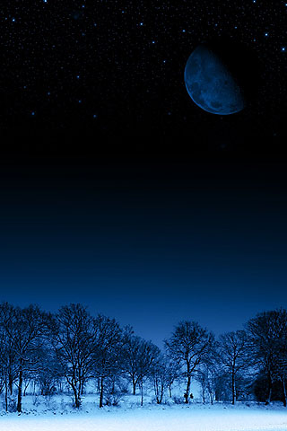 Dark winter night with big moon iPhone Wallpapers, Dark winter night 