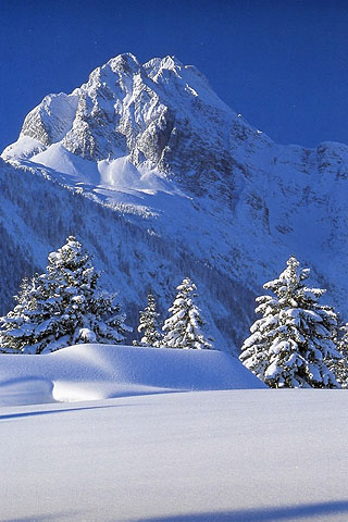 To put this Winter mountain iPhone Wallpaper on your iPhone, right-click on 