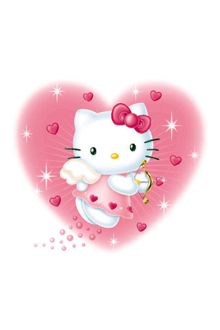 pink hearts wallpaper. Hello Kitty pink heart