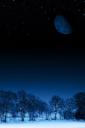 Dark winter night with big moon (free iPhone wallpaper)